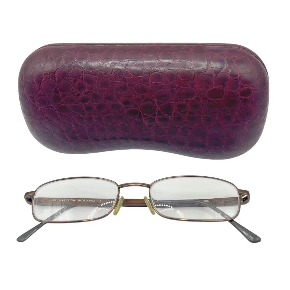 Valentino Eyeglasses 1153 Brown/Wood 0ZR8 145 4/6 53-18 W Y2K Metal Frame Bratz